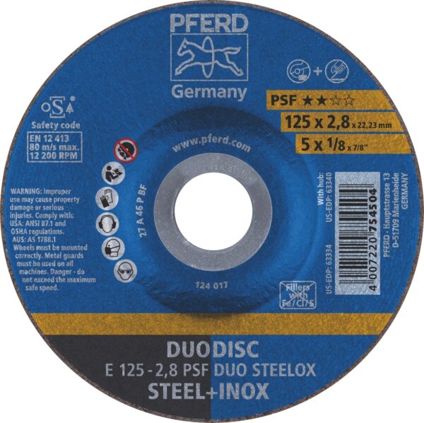 DISC DUO GRIND & CUT-OFF E125-2.8A 46 PSF-INOX