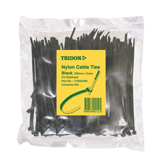 TRIDON CABLE TIE NYLON BLACK 5 X 300 PK100