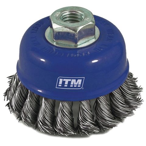 ITM TWIST KNOT STEEL CUP BRUSH 75MM MULTI THREAD