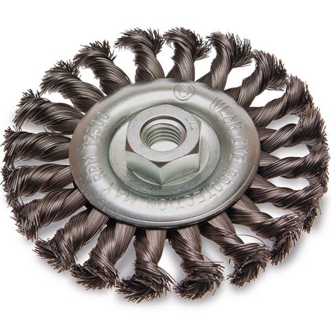 ITM TWIST KNOT STEEL WHEEL BRUSH 125MM MULTI THREAD