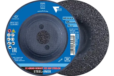 PFERD CC-GRIND-ROBUST 125 SGP STEELOX VICTOGRAIN GRINDING DISC