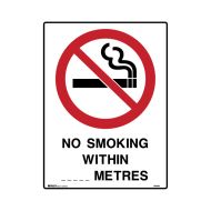 BRADY NO SMOKING WITHIN METRES 600X450 MTL