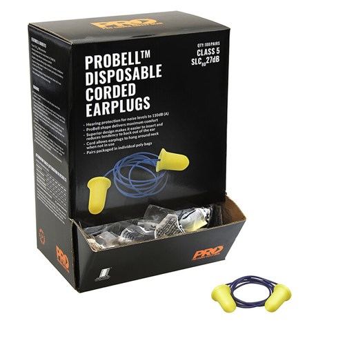 PRO CHOICE EARPLUG PROBELL CORDED CL5 27DB BOX 100