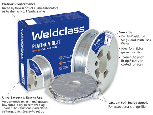 WELDCLASS WIRE GASLESS PLATINUM GL-11 0.8MM 4.5KG WELDING WIRE
