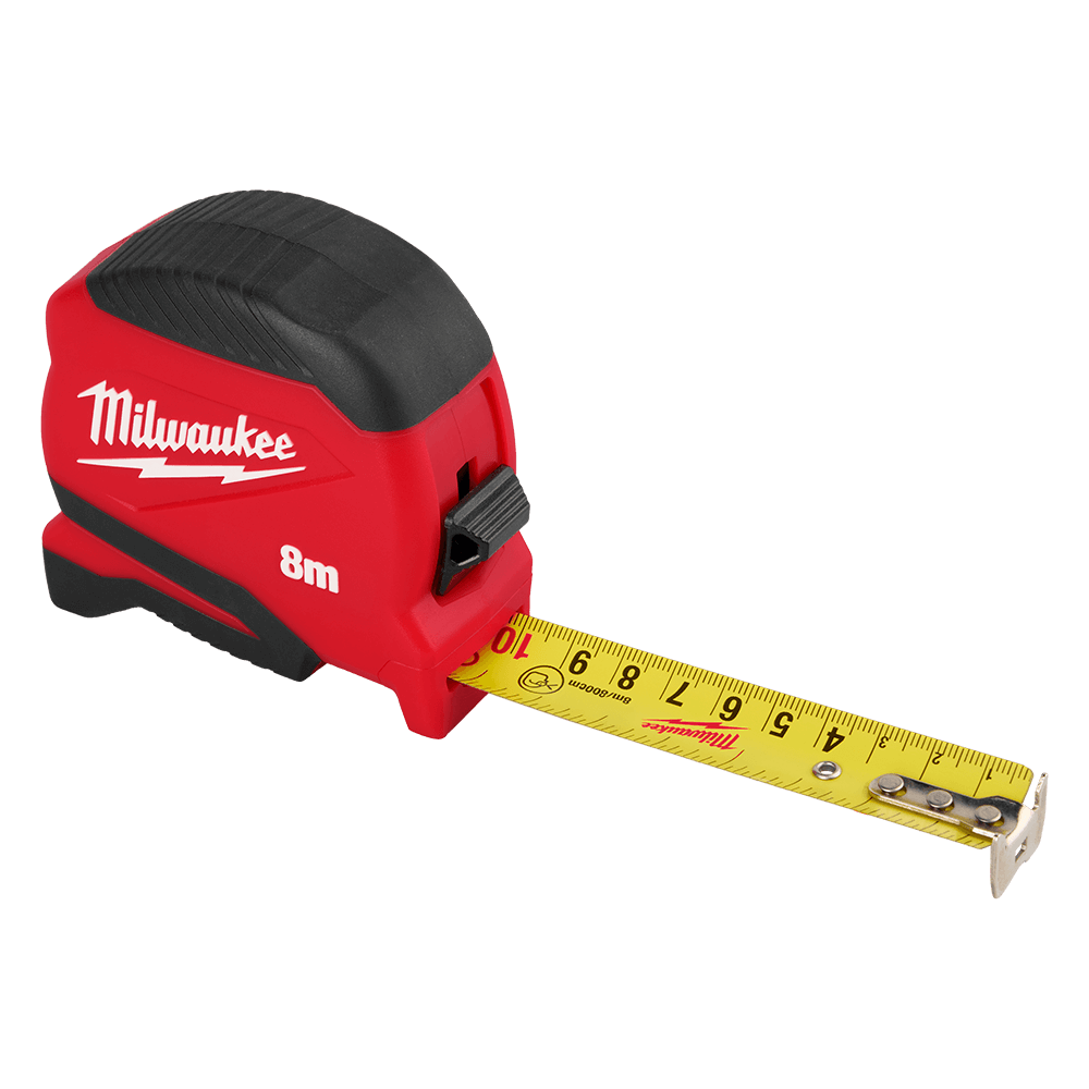 MILWAUKEE 8M COMPACT TAPE MEASURE DURABLE AND EASY TO USE