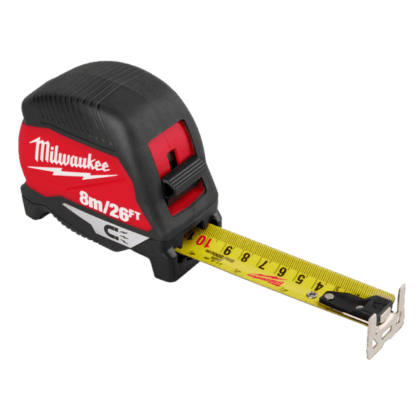 MILWAUKEE 8M/26FT COMPACT MAG TAP MEASURE FOR DURABLE MEASUREMENT