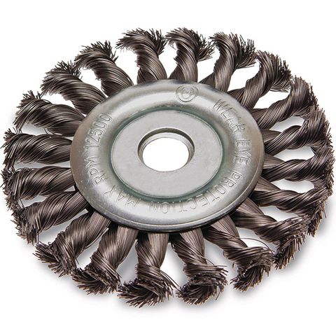ITM TWIST KNOT PIPELINE STEEL WHEEL BRUSH 125MM, 22.2MM BORE