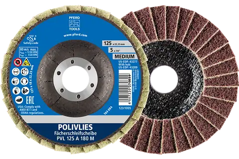 PFERD POLIVLIES PVL125 FLAP DISC 125MM A100