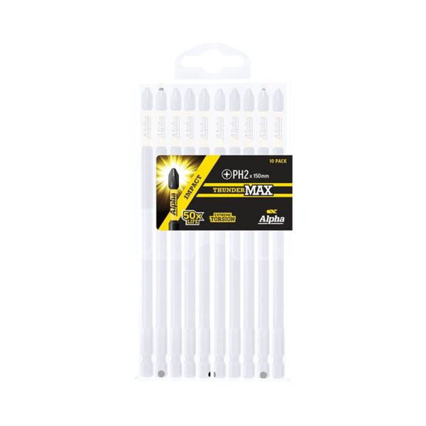 ALPHA THUNDERMAX PH2 X 150MM IMPACT POWER BIT HANDIPACK (X10)