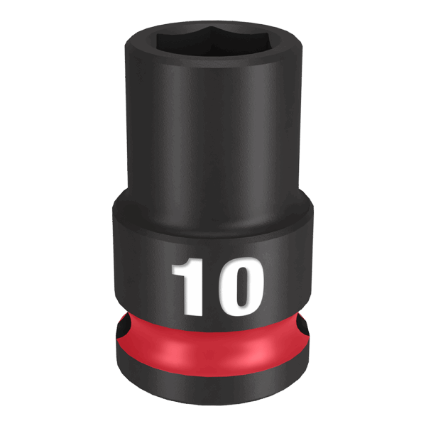 MILWAUKEE SHOCKWAVE 3/8 INCH DRIVE 10MM STANDARD 6 POINT IMPACT SOCKET