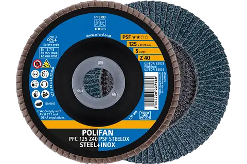 PFERD POLIFAN PFC 115 Z 60 PSF STEELOX FLAP DISC FOR METAL GRINDING