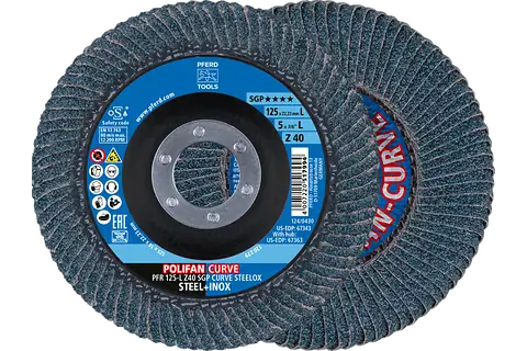 PFERD DISC FLAP CURVE ZIRC 125MMX10M SG-PLUS 40G ABRASIVE FLAP DISC