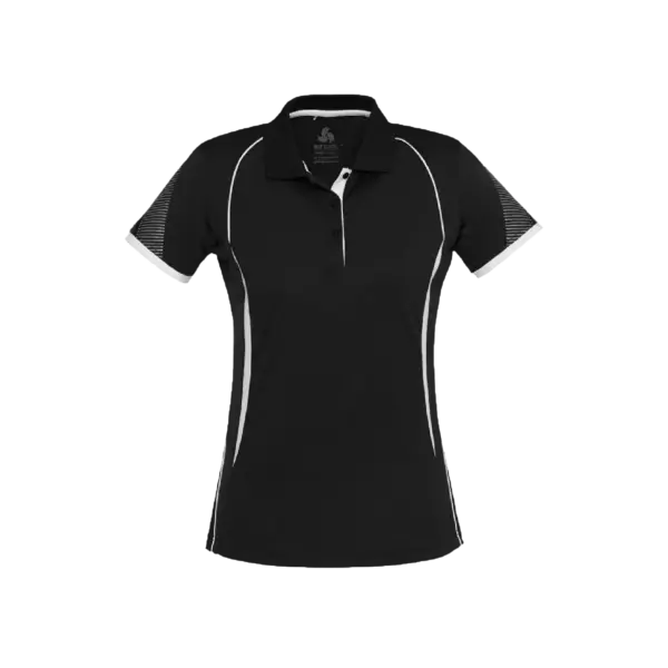 BIZ COLLECTION RAZOR POLO WOMENS BLACK/WHITE - DURABLE INDUSTRIAL WORKWEAR
