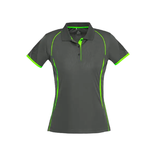BIZ COLLECTION RAZOR POLO WOMENS GREY/LIME - DURABLE INDUSTRIAL WORKWEAR